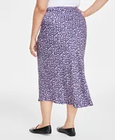 On 34th Plus Floral Midi Slip Skirt, Created for Macy's