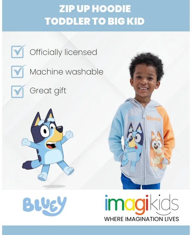 Bluey & Bingo Fleece Zip-Up Raglan Hoodie Toddler, Child Boys