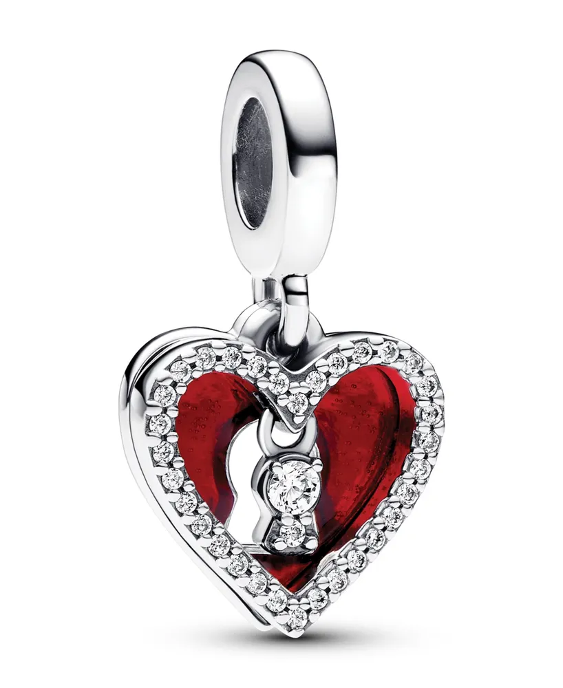 Heart & Angel Dangle Charm, Sterling silver