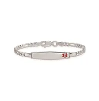 Sterling Silver Rhodium Plated Medical Id Figaro Bracelet