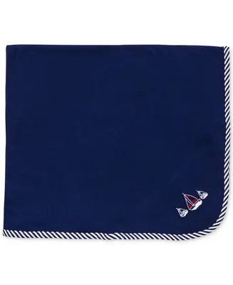 Little Me Baby Boys Sailboat And Stripe Trim Blanket