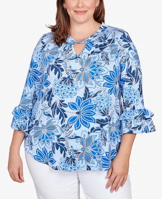 Ruby Rd. Plus Size Keyhole Neck with Twisted Cutout Detail Knit Top