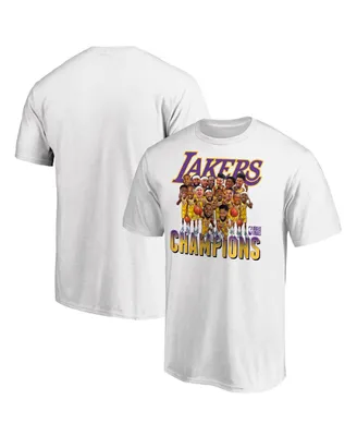 Men's Fanatics White Los Angeles Lakers 2020 Nba Finals Champions Team Caricature T-shirt