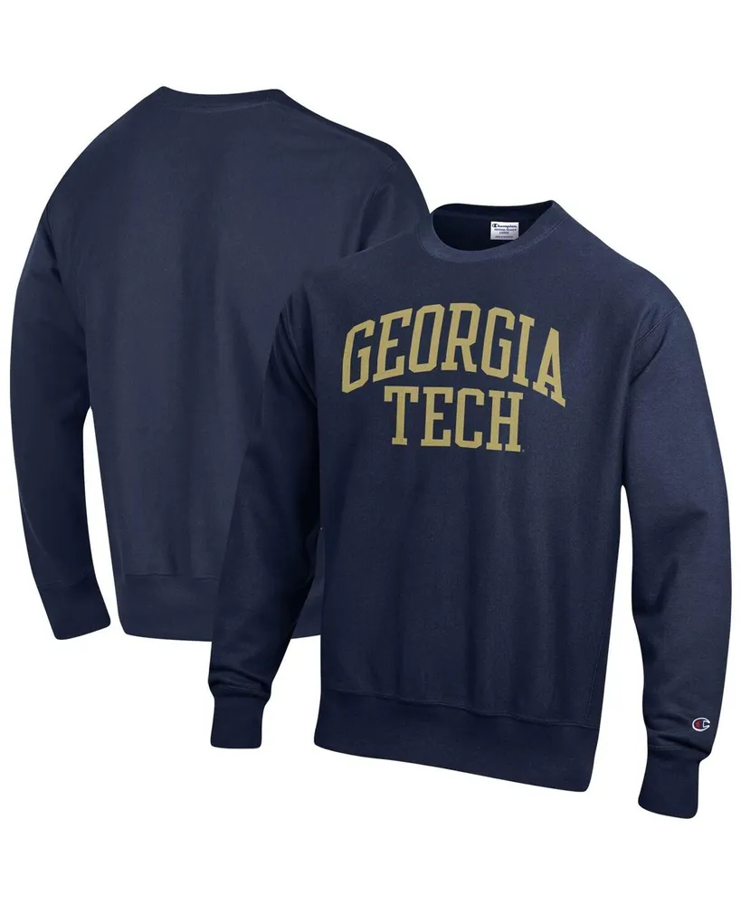 Men's Champion Navy Georgia Tech Yellow Jackets Arch Reverse Weave Pullover Sweatshirt