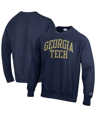 Men's Champion Navy Georgia Tech Yellow Jackets Arch Reverse Weave Pullover Sweatshirt