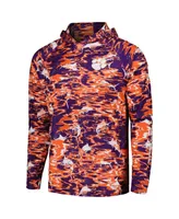 Men's Columbia Purple Clemson Tigers Pfg Terminal Tackle Omni-Shade Rippled Long Sleeve Hooded T-shirt