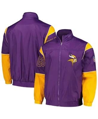Men's Mitchell & Ness Purple Distressed Minnesota Vikings 1992 Sideline Full-Zip Jacket
