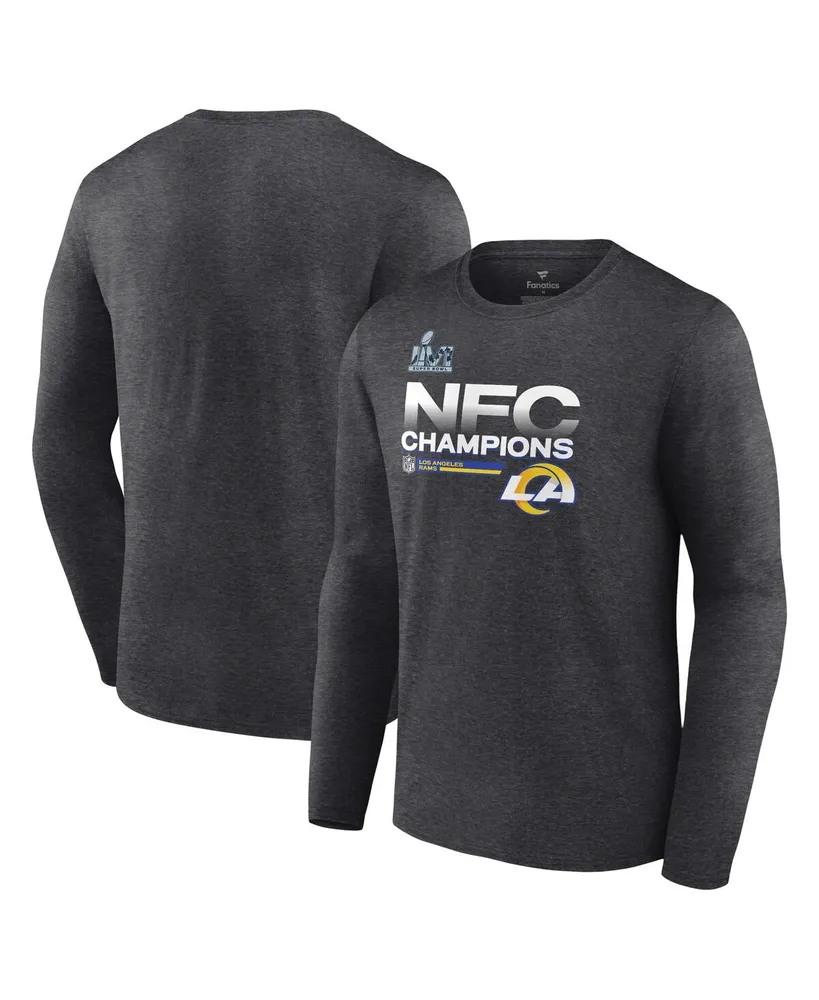 Men's Fanatics Heathered Charcoal Los Angeles Rams 2021 Nfc Champions Locker Room Trophy Collection Long Sleeve T-shirt