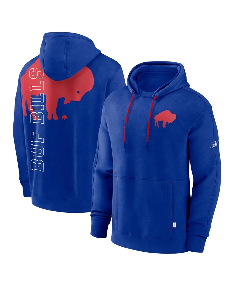 Men's Nike Royal Buffalo Bills Throwback Layered Logo Statement Pullover Hoodie