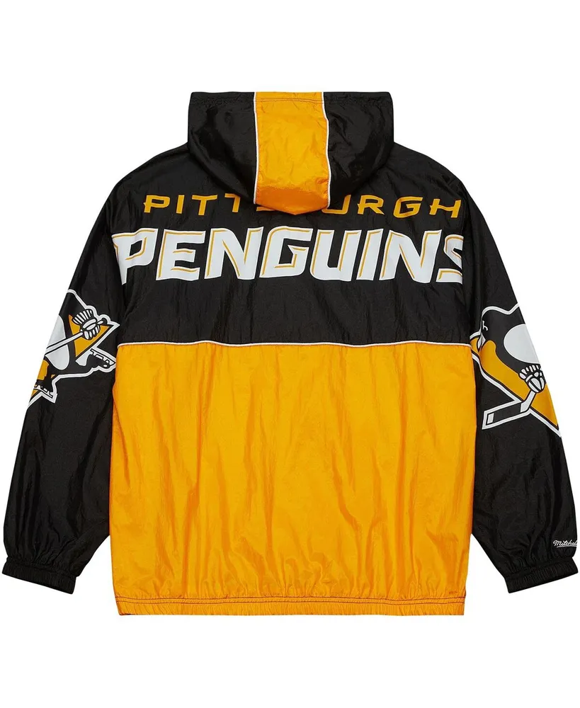 Men's Mitchell & Ness Black Pittsburgh Penguins Team Og 2.0 Anorak Half-Zip Windbreaker Jacket