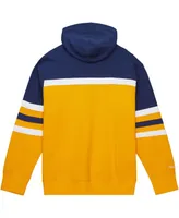 Men's Mitchell & Ness Gold, Navy Nashville Predators Head Coach Pullover Hoodie