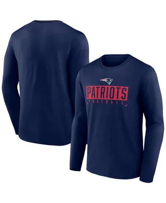 Men's Fanatics Navy New England Patriots Stack The Box Long Sleeve T-shirt