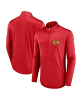 Men's Fanatics Red Chicago Blackhawks Mock Neck Quarter-Zip Jacket