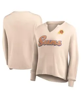 Women's Fanatics Tan Distressed Phoenix Suns Go For It Long Sleeve Notch Neck T-shirt