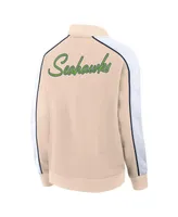 Women's Fanatics Tan Seattle Seahawks Lounge Full-Snap Varsity Jacket