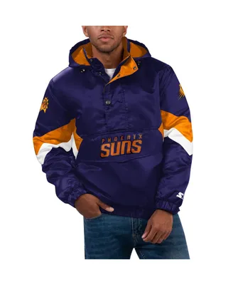 Men's Starter Purple Phoenix Suns Force Play Satin Hoodie Half-Zip Jacket