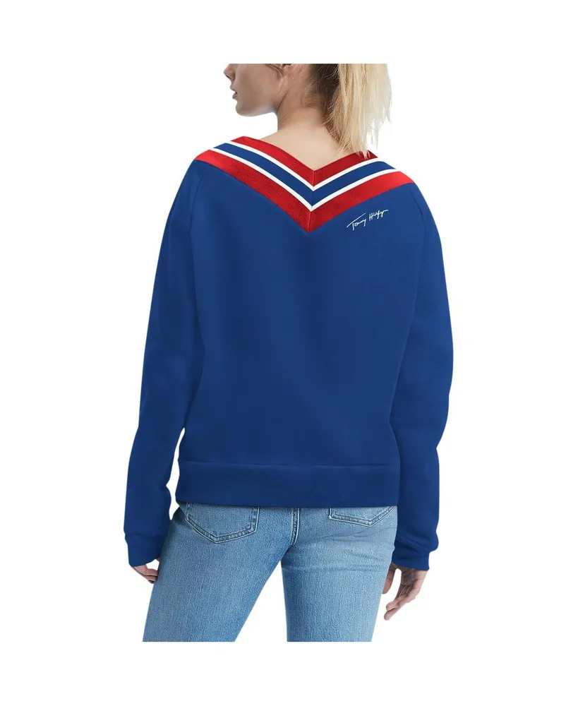 Women's Tommy Hilfiger Royal New York Giants Heidi Raglan V-Neck Sweater