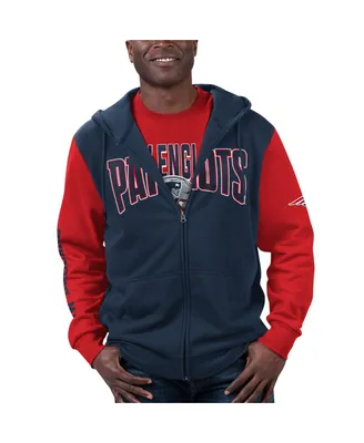 Men's G-iii Sports by Carl Banks Navy, Red New England Patriots T-shirt and Full-Zip Hoodie Combo Set