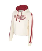 Women's Colosseum Cream Indiana Hoosiers Perfect Date Cropped Pullover Hoodie