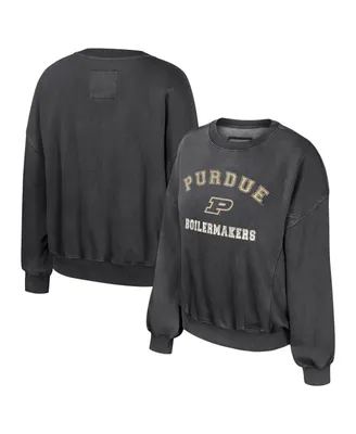 Women's Colosseum Black Purdue Boilermakers Audrey Washed Pullover Sweatshirt