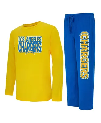 Men's Concepts Sport Powder Blue, Gold Los Angeles Chargers Meter Long Sleeve T-shirt and Pants Sleep Set
