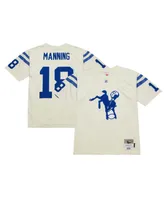 Men's Mitchell & Ness Peyton Manning Cream Indianapolis Colts Chainstitch Legacy Jersey