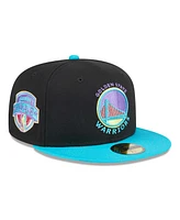 Men's New Era Black, Turquoise Golden State Warriors Arcade Scheme 59FIFTY Fitted Hat