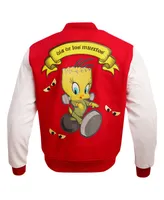 Men's Freeze Max Red Looney Tunes Franken Tweety Varsity Full-Snap Jacket