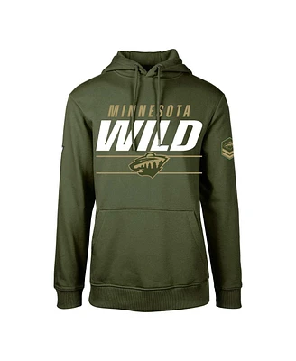 Men's LevelWear Olive Minnesota Wild Podium Fleece Pullover Hoodie