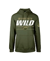 Men's LevelWear Olive Minnesota Wild Podium Fleece Pullover Hoodie