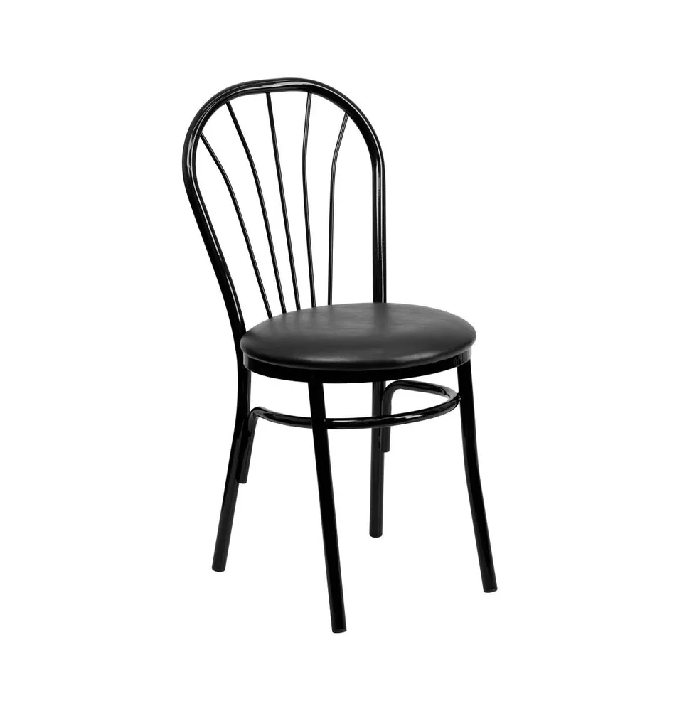 Fan Back Metal Restaurant Dining Chair With Vinyl Seat