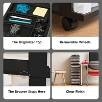 Iris 10 Drawer Rolling Storage Cart with Drawers with Organizer Top, Black