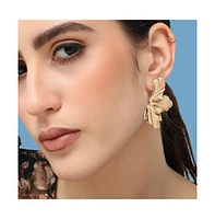 Sohi Women's Gold Metallic Flora Drop Earrings