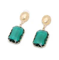 Sohi Women's Green Stone Drop Earrings