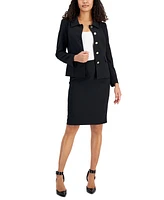 Le Suit Button-Up Slim Skirt Suit, Regular and Petite Sizes