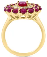 Effy Ruby (4-1/3 ct. t.w.) & Diamond (1/5 ct. t.w.) Flower Ring in 14k Gold