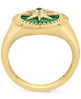 Effy Malachite & Diamond (1/20 ct. t.w.) North Star Ring in 14k Gold