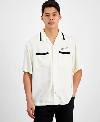 Hugo by Boss Men's Oversized-Fit Logo Embroidered Button-Down Shirt
