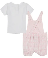 Calvin Klein Baby Girls Jersey Logo T-shirt and Butterfly Print Muslin Shortalls Set