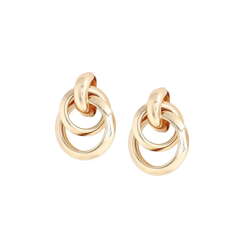 Sohi Women's Gold Twisted Metallic Drop Earrings