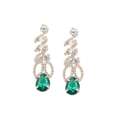 Sohi Women's Green Contrast Drop Earrings