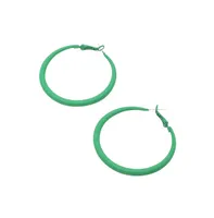 Sohi Women's Green Minimal Hoop Earrings