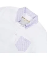 Hope & Henry Boys Organic Short Sleeve Jersey Polo with Seersucker Trim