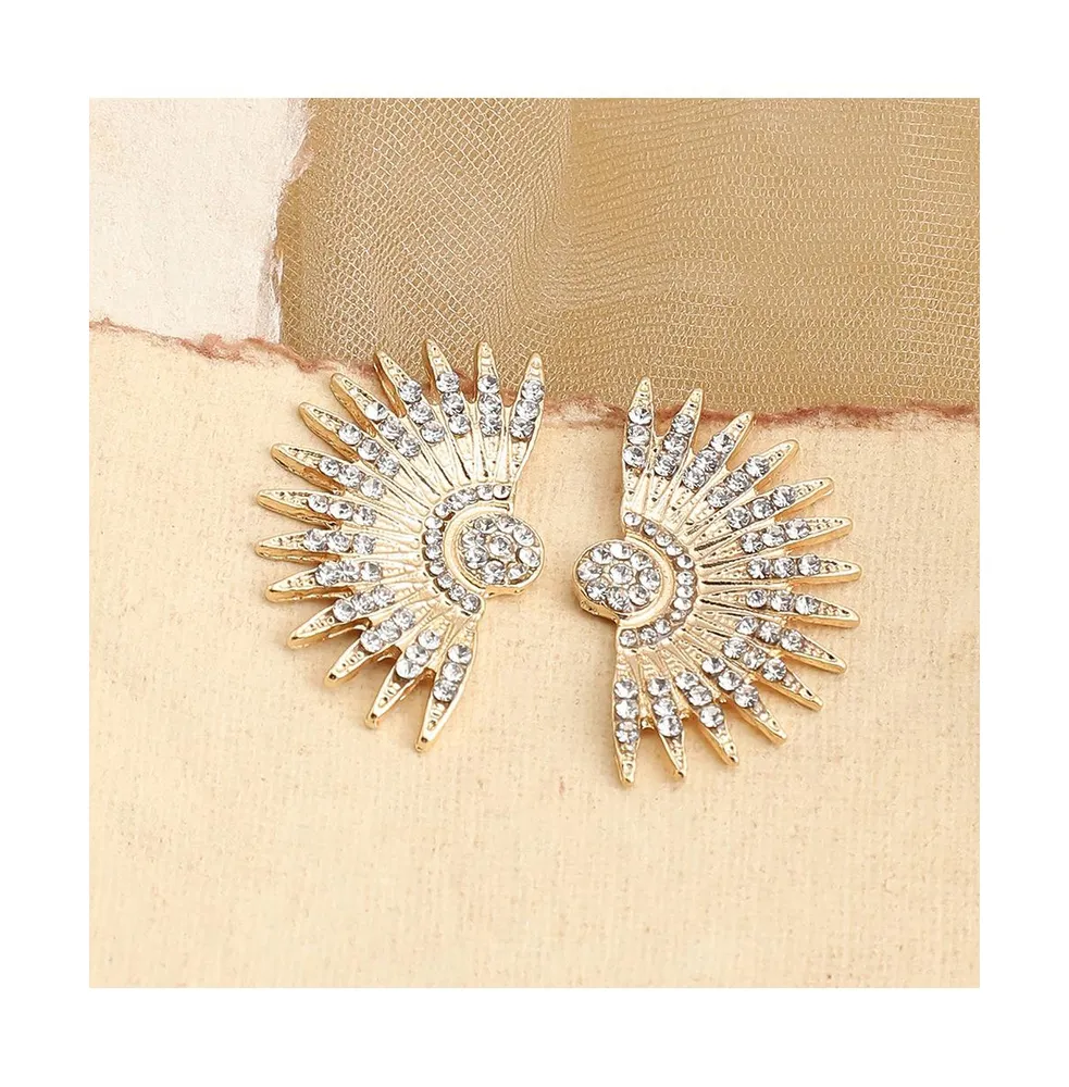 Sohi Women's Gold Embellished Rays Drop Earrings