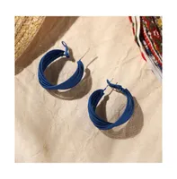 Sohi Women's Blue Petal Hoop Earrings