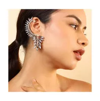 Sohi Women's Silver Embellished Cluster Earcuff Earrings