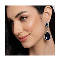 Sohi Women's Blue Teardrop Stone Drop Earrings