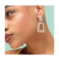 Sohi Women's Gold Textured Geometric Drop Earrings
