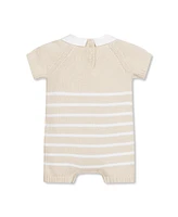 Hope & Henry Layette Baby Short Sleeve Peter Pan Collar Sweater Romper, Infant