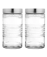 Style Setter Beaded Set of 2 Glass Round Canisters with Lids oz